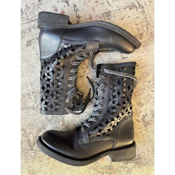 New Free People Flower Power Lace Up Boots Size Eu 38 - Picture 4 of 4
